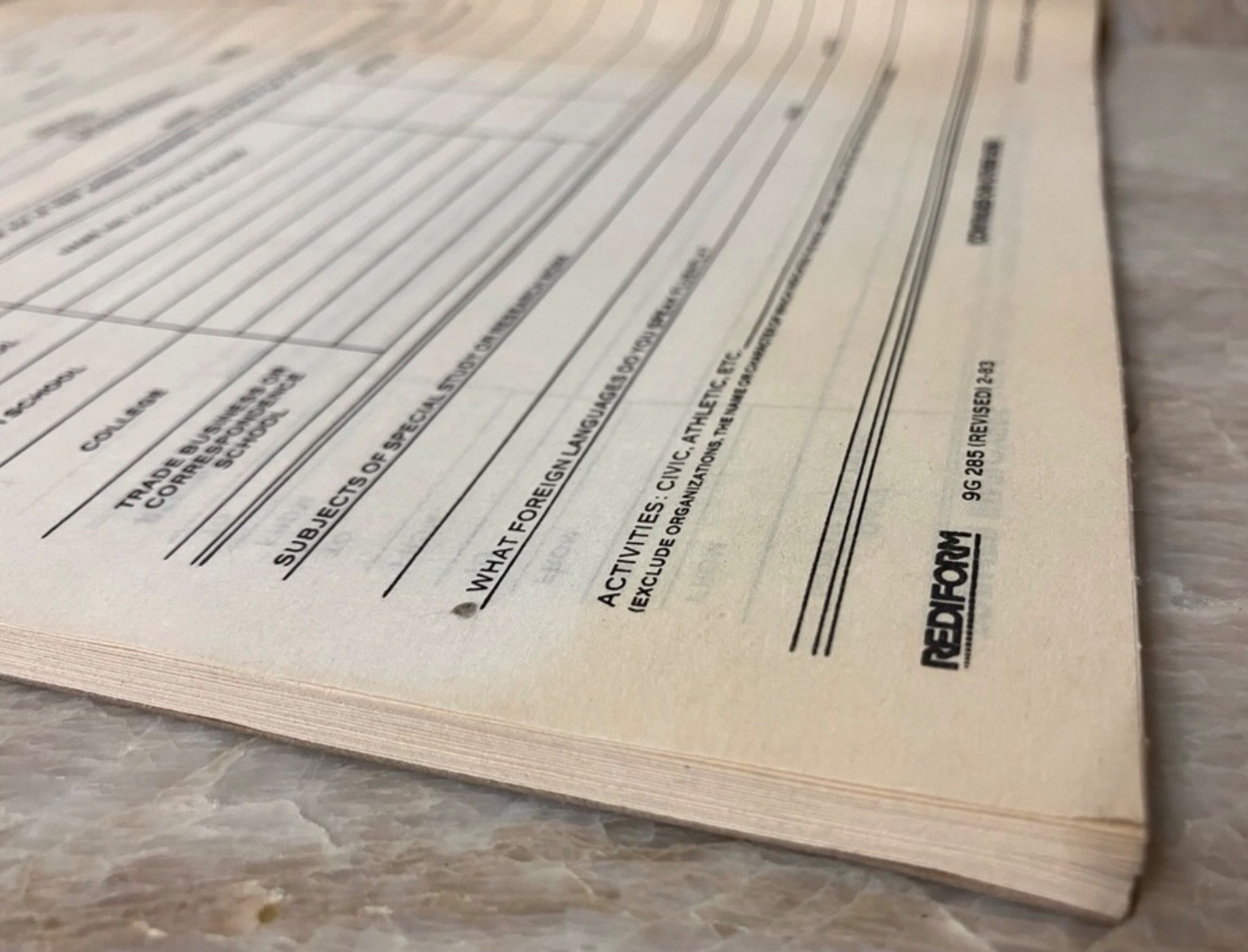 Vintage Rediform Employment Application Form