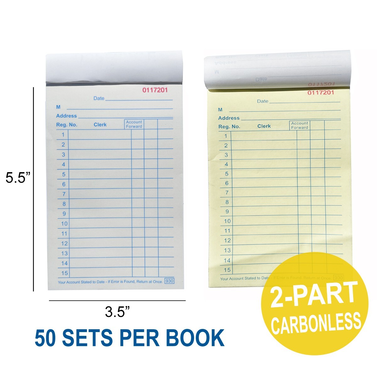 10 Pack 50 Sets 3.5″ X 5.5″Sales Book Order Receipt Invoice Carbonless Copy