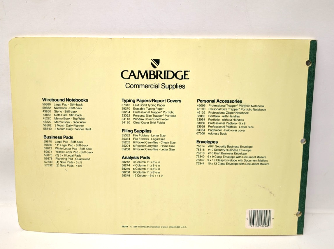 Mead Cambridge Columnar Pad 13 Columns, 11 x 16.375 Inches, 13-Columns- Green