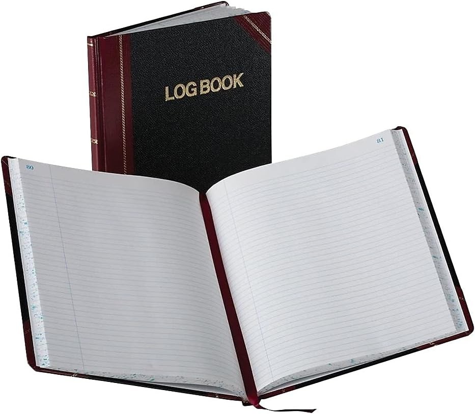 Log Book with Black/Red Covers Record Rule 10-3/8 x 8-1/8 150 Pages (G21-150-R)