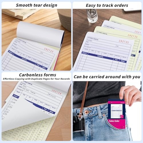40 Pack Carbonless Sales Order Book, 2-Part Receipt Forms, Invoice, 3.3″x5.6