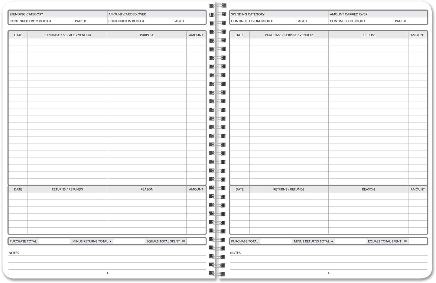 100 Page Receipt Log Book for Business Use, Durable Travel-Friendly Design