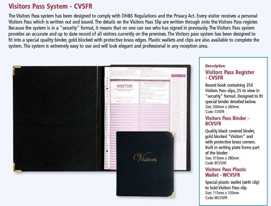 Zions Systems Corporate Security And Fire Visitor Pass 250 Slips Premium Quality