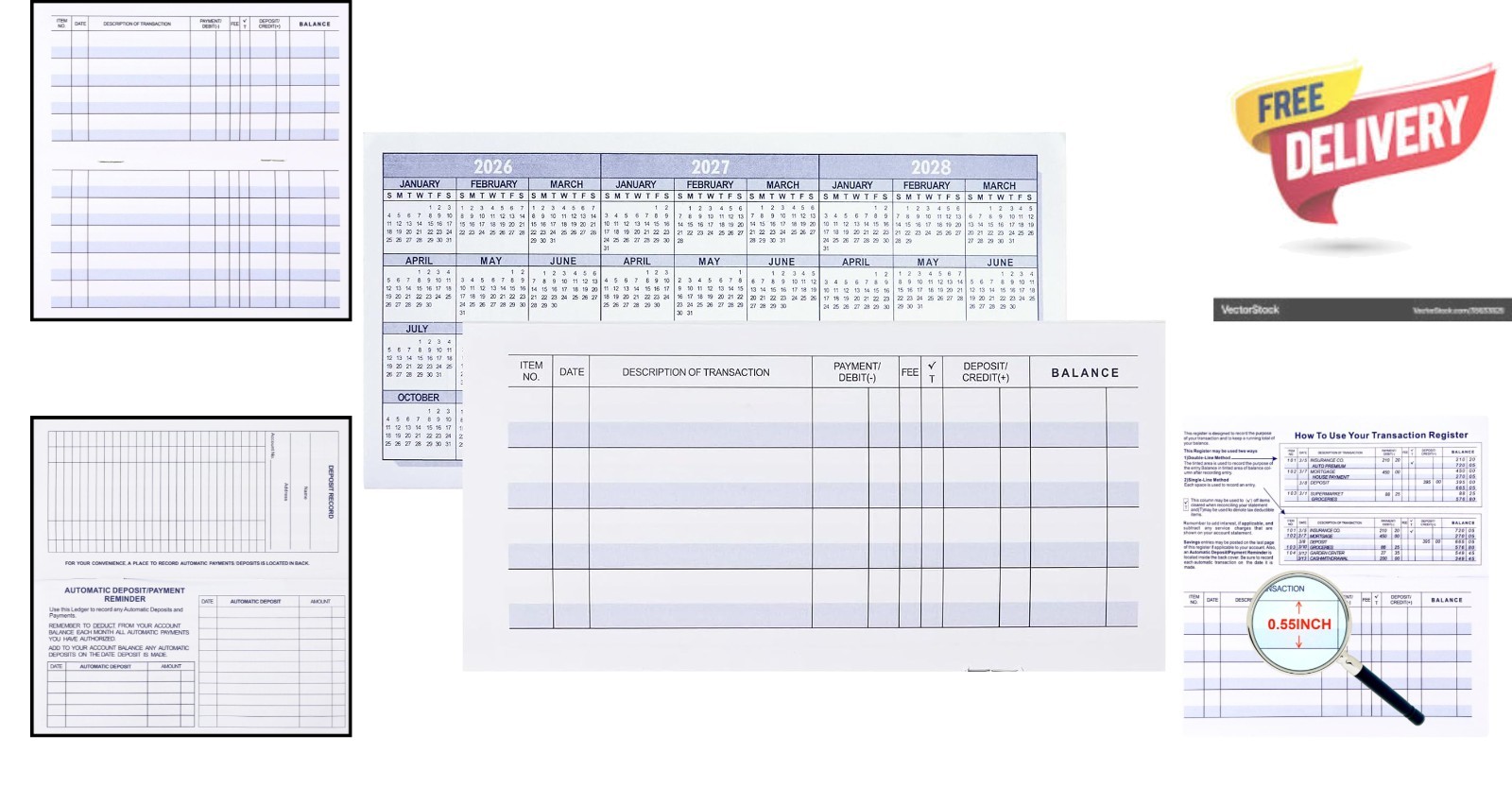 12 Pack Compact Check Registers with 17 Lines for Personal & Business Finances