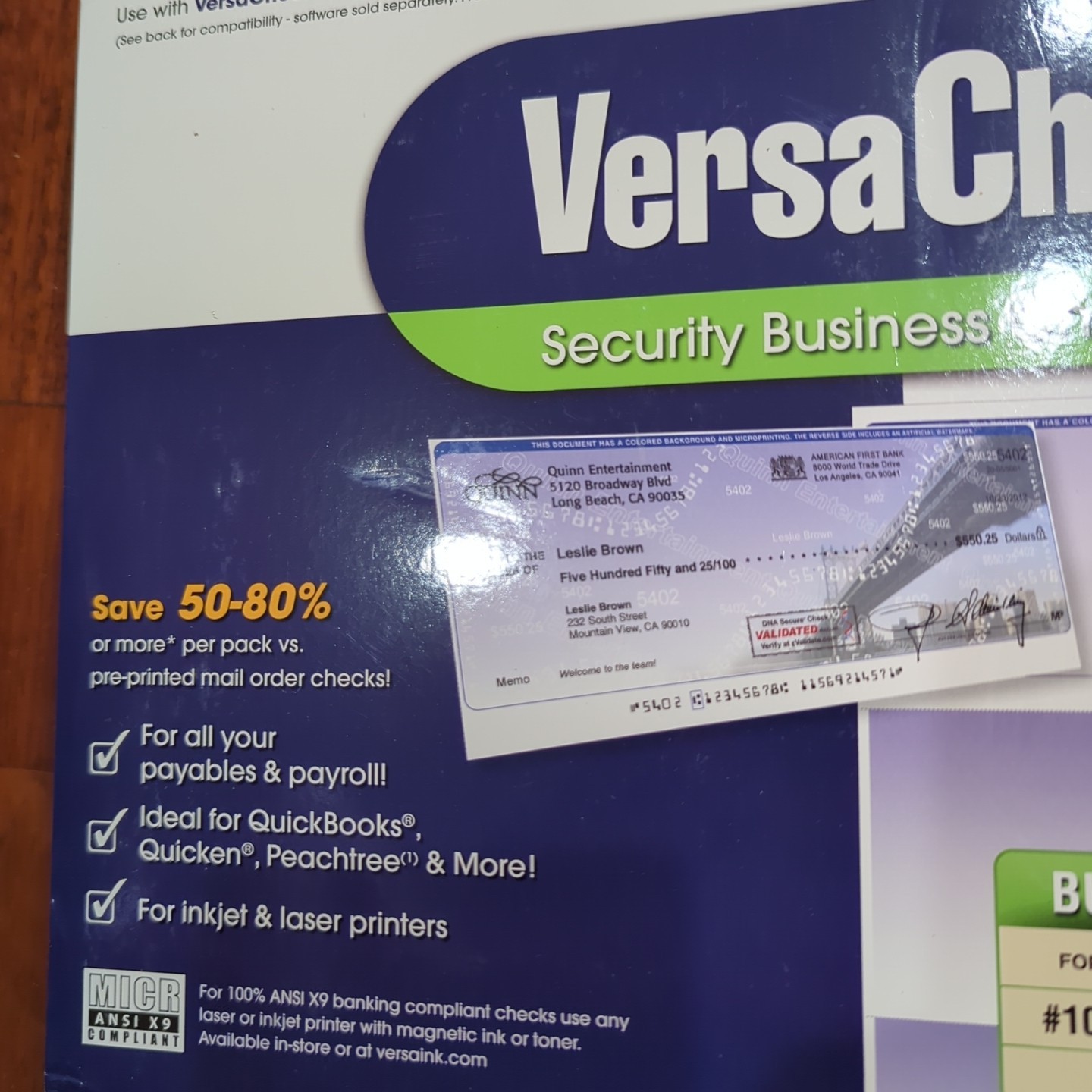 VersaCheck Security Checks – 250 PINK Blank Business Voucher Check on TOP