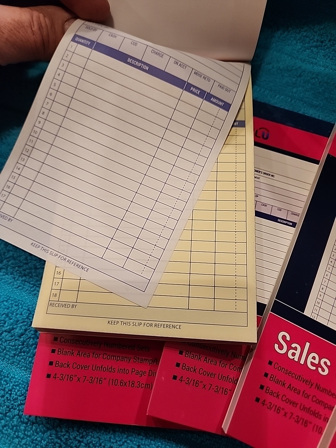 5 Pack 2 Part Carbonless Sales Order Books Receipt Forms 40 Set 4.19″ X 7.19″