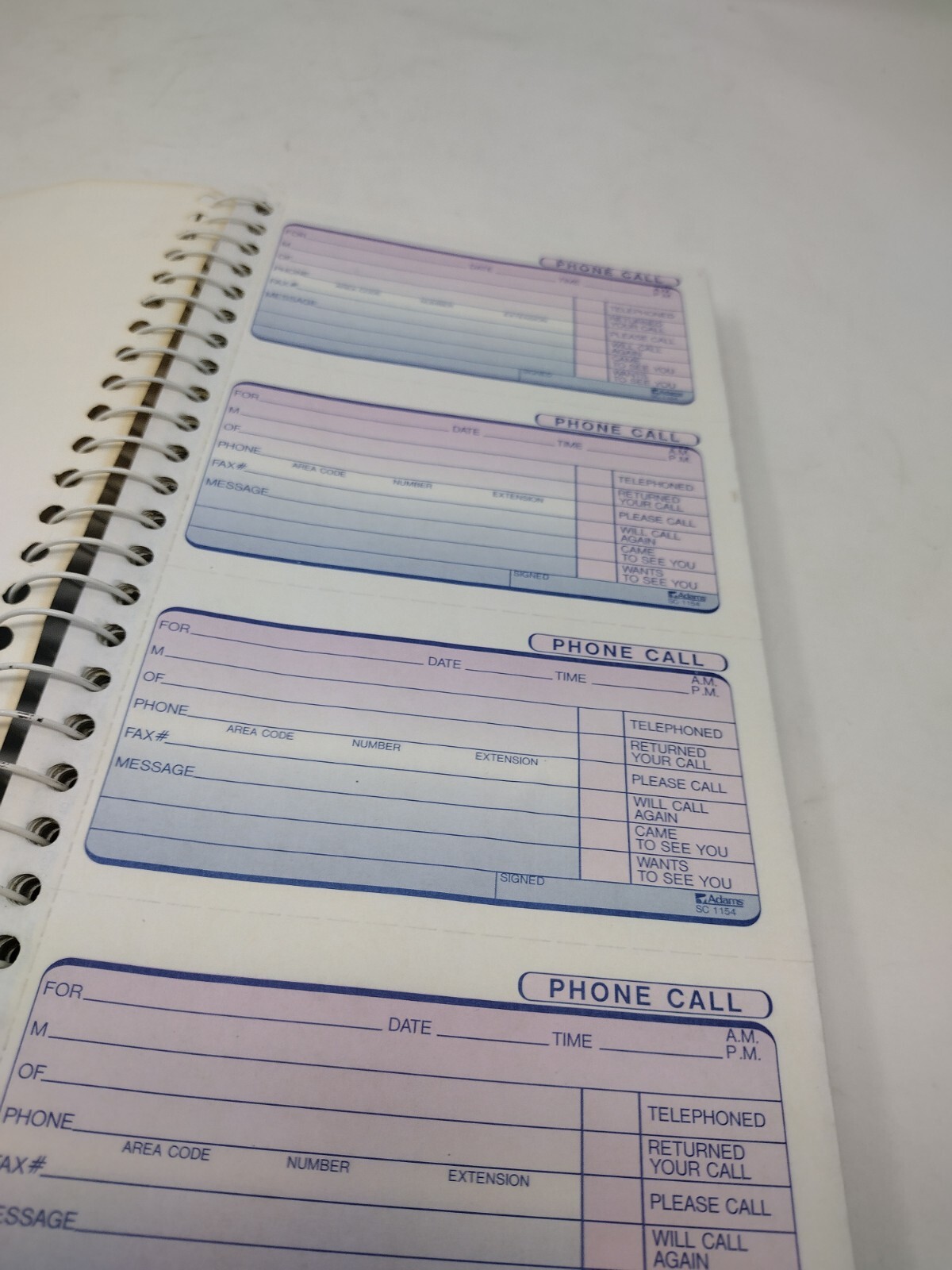 VTG 1993 Adams Phone Message Book, 2-Part Carbonless SC1154 New