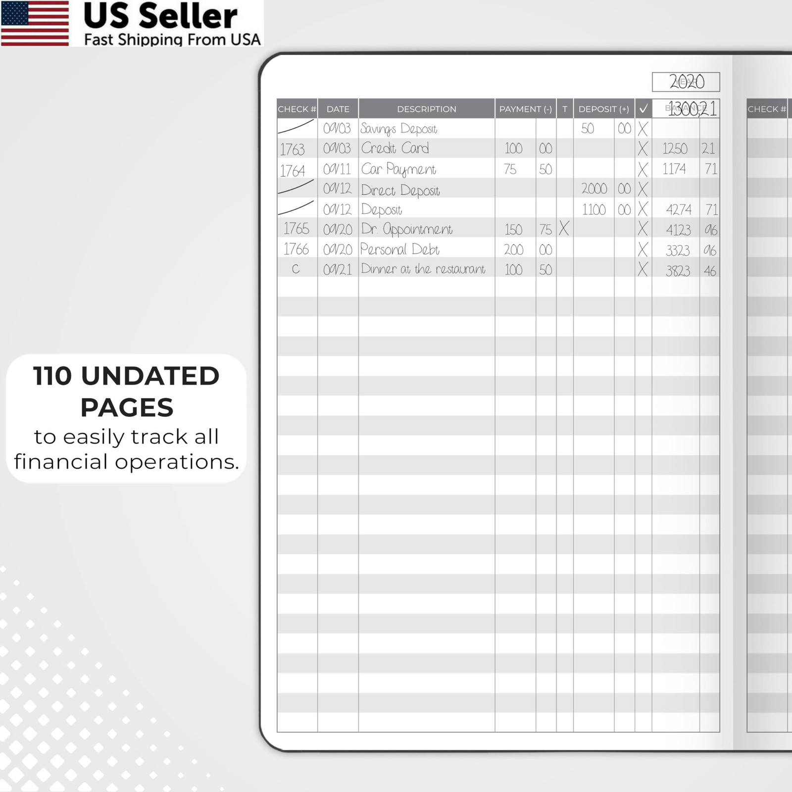 Clever Fox Check Register Book – Deluxe Transaction A5 (5.8” x 8.3”), Black