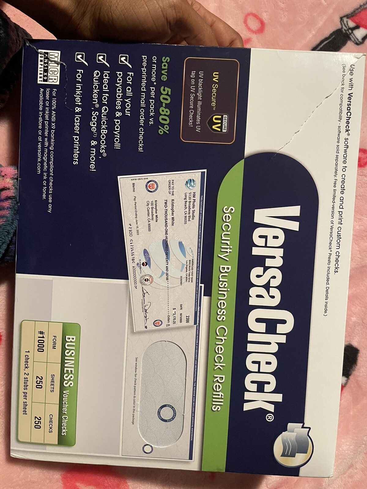 VersaCheck Security Business Check Refills Form #1000