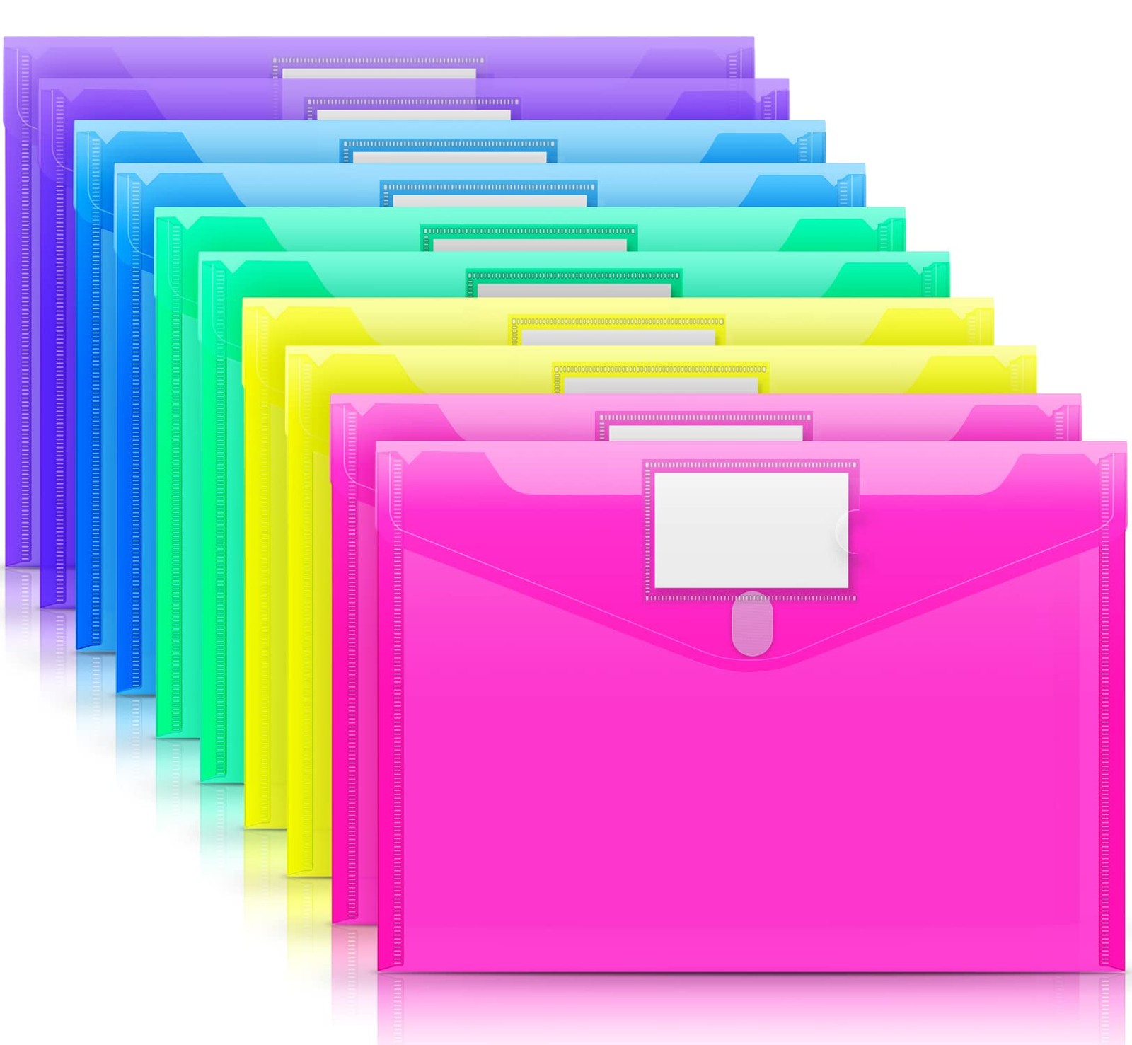Sooez 10 Pack File Folders, Clear Poly 13.25 x 9.25 inches, Multicolored