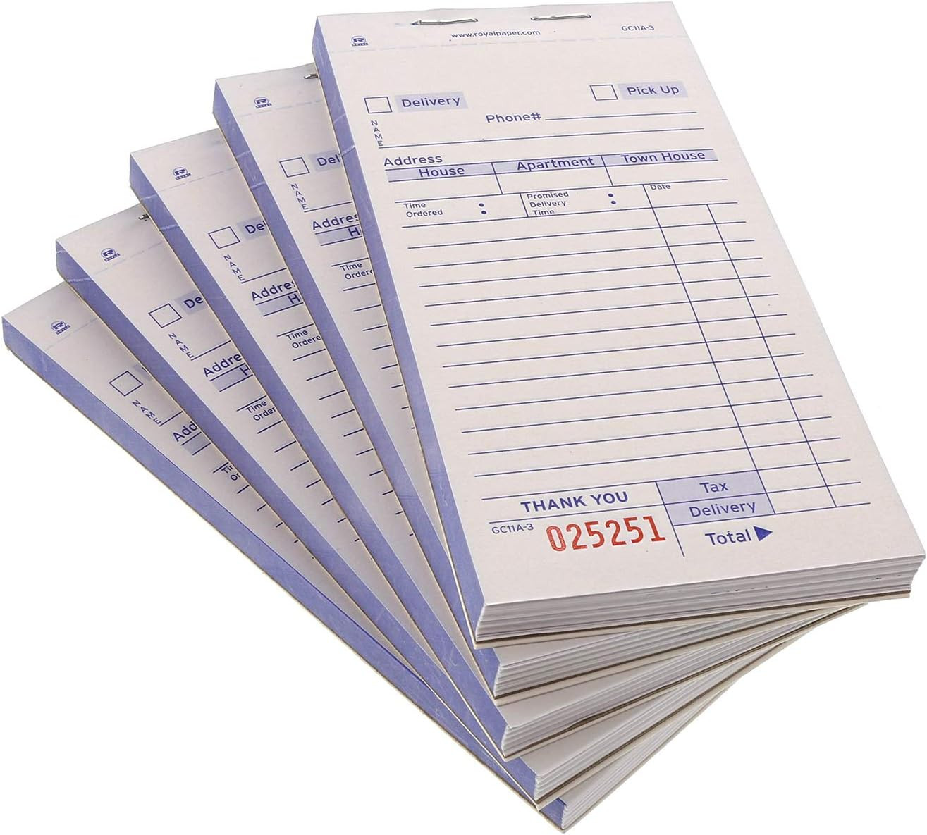 Amercare Guest Check Pad, 14 Lines, Three-Part Carbonless, 3.4 X 6.69, 50 Forms/
