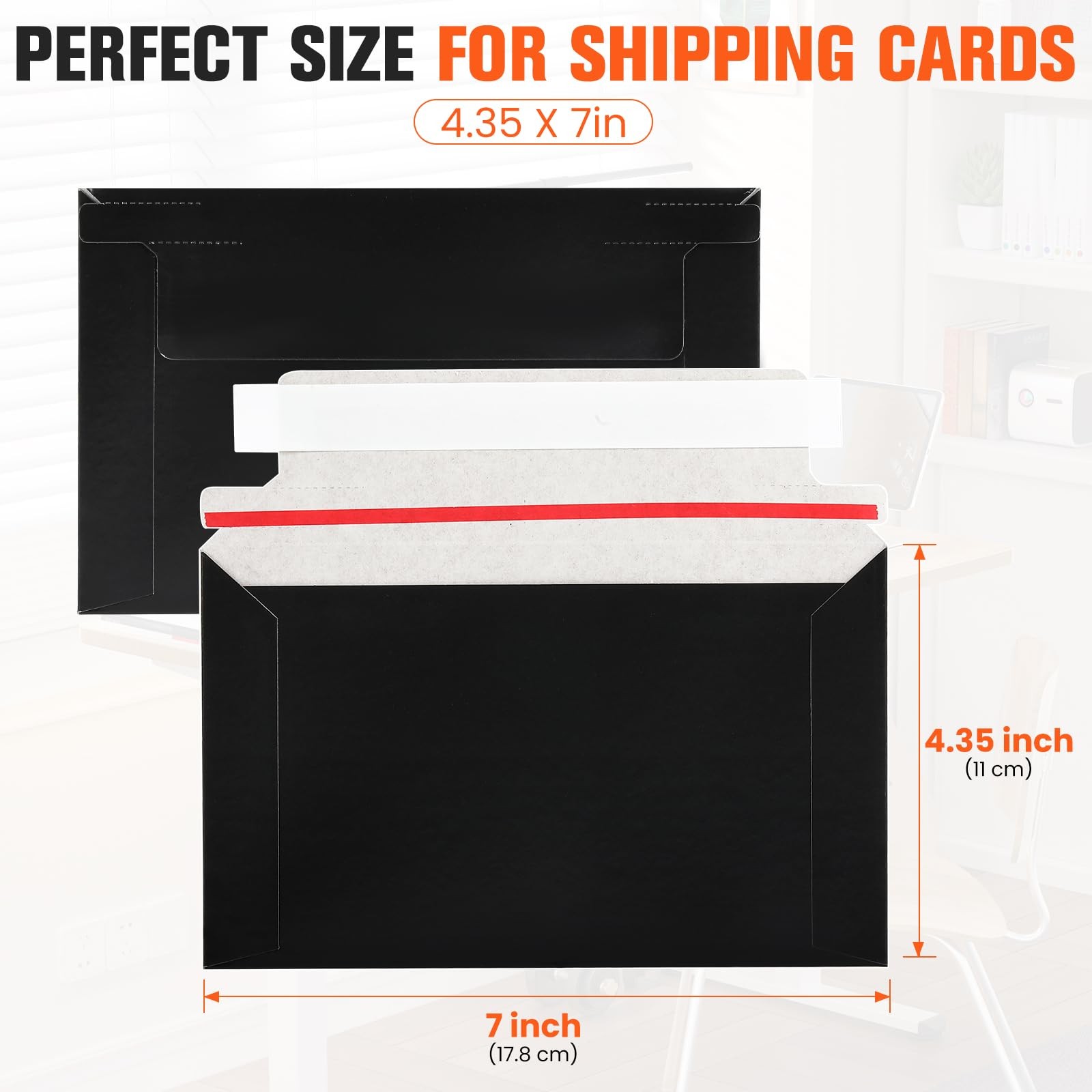 120 Pack Black Rigid Mailers 7×4.35 Card Shipping Envelopes For Collectors Selle