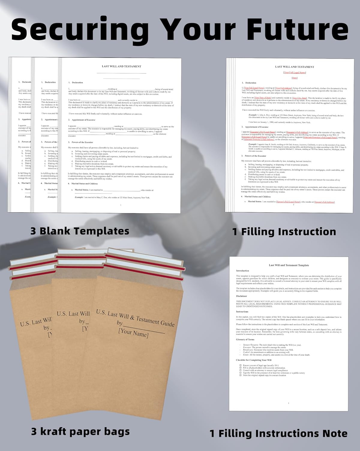 2025 Last Will and Testament Kit (3-Pack) DIY Estate Planning Forms, Lawyer-Prep