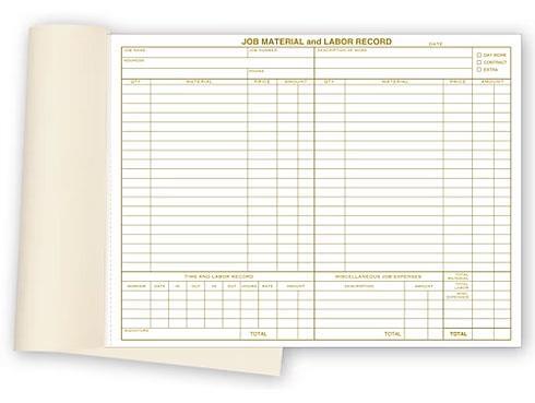 Material and Labor Records, Padded / 11 x 8.25 / # 231