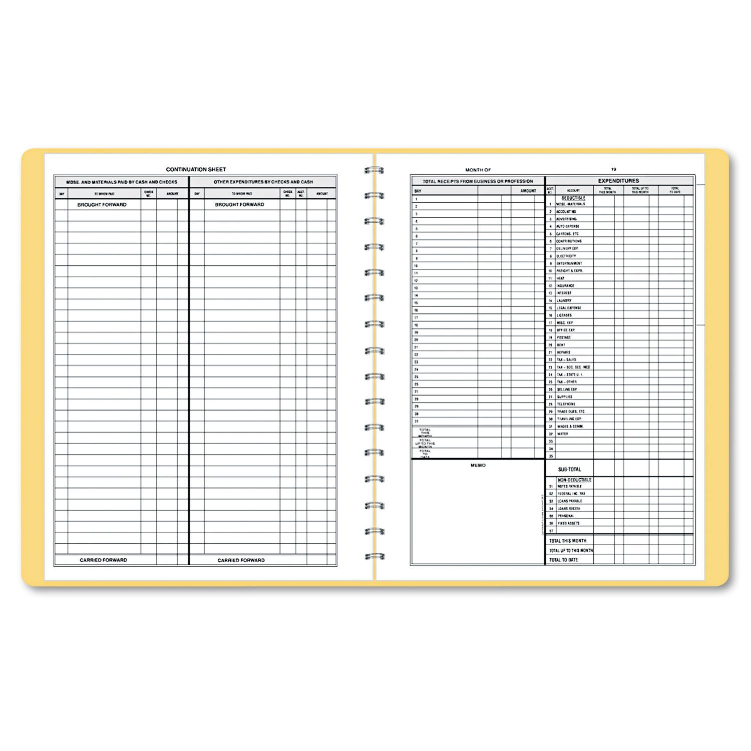 612 Bookkeeping Record Tan Vinyl Cover 128 Pages 8 1/2 x 11 Pages