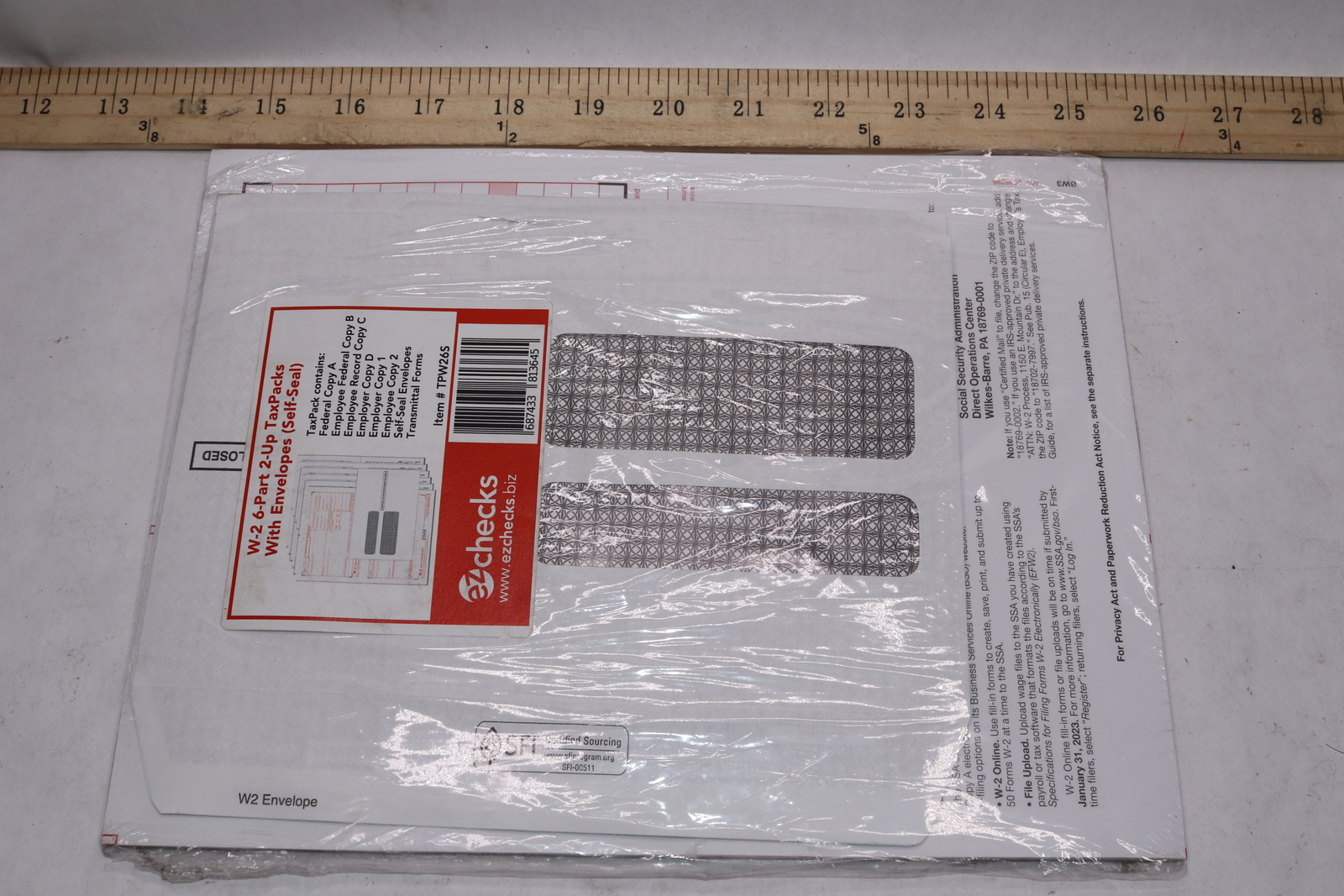 EZ Checks 2022 W-2 Preprinted 6-Part 2-Up Tax Packs with Envelopes TPW26S