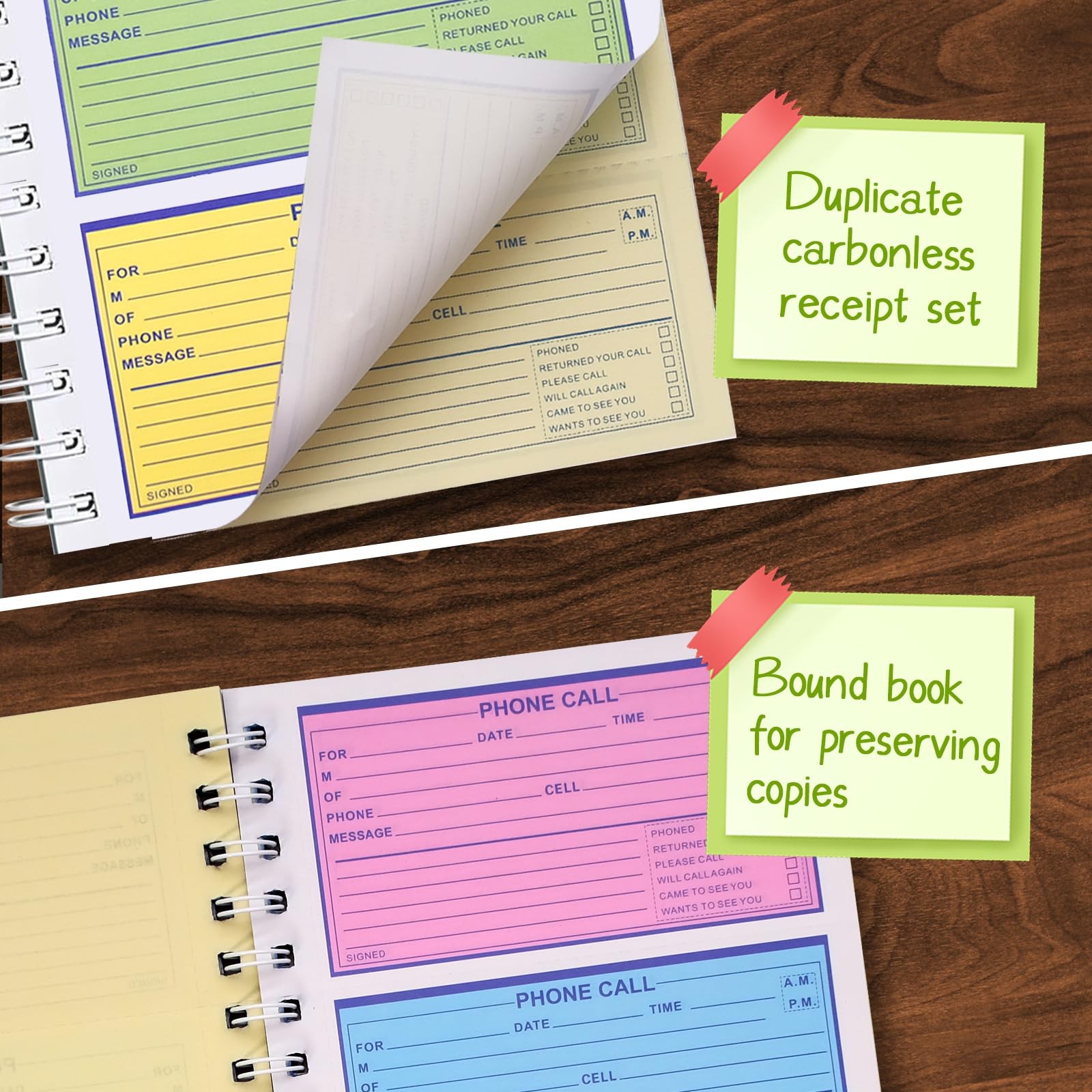 12 Pcs Spiral Bound Message Book for Business Office, 5 1/2″ x 11″2 PartTelep…