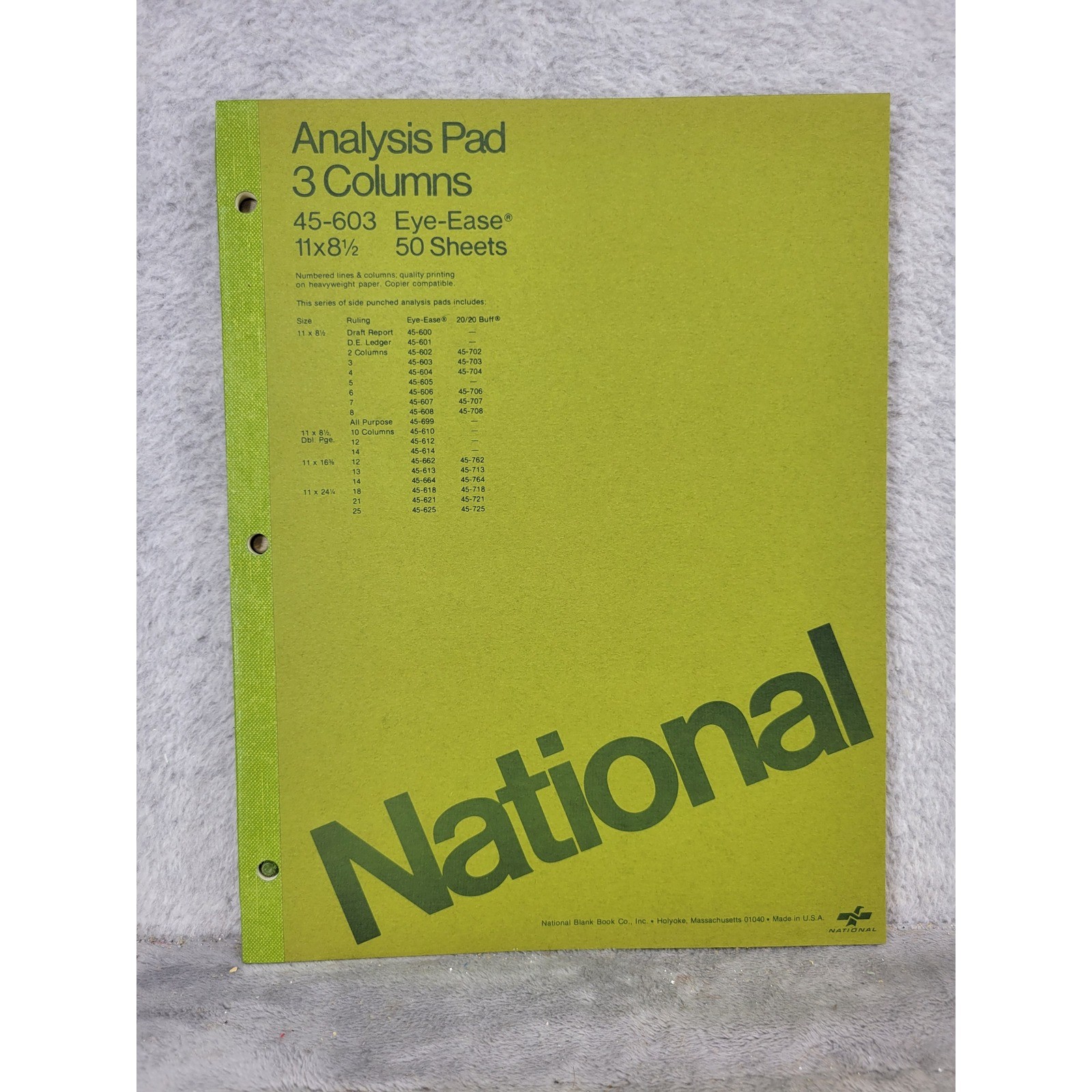 National 45-603 Eye-Ease Analysis Pad 3 Columns 11×8.5 50 Sheets Made in USA