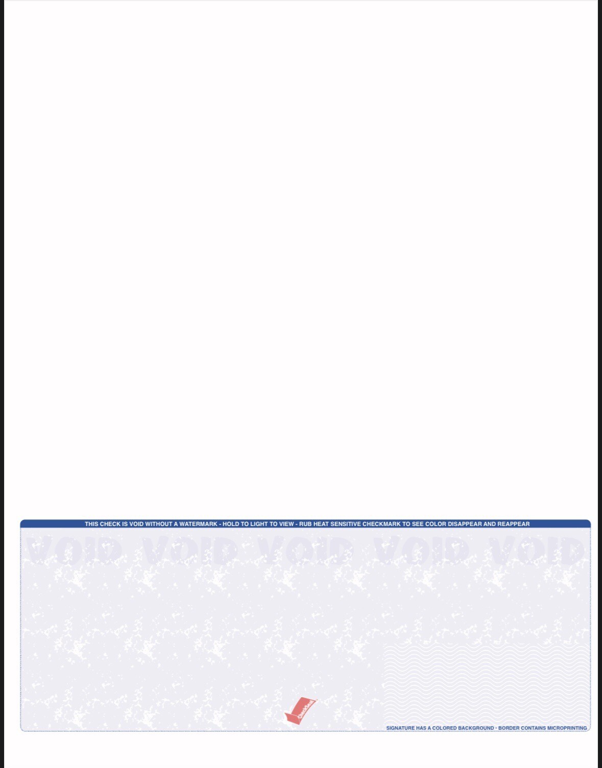 100 High Security Blank Check Stock Paper – Blue Background Check On Bottom