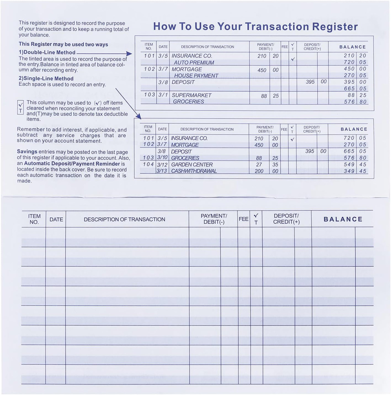 Checkbook Register Pack Personal Business Ledger 6×3 Inch Financial Tracking