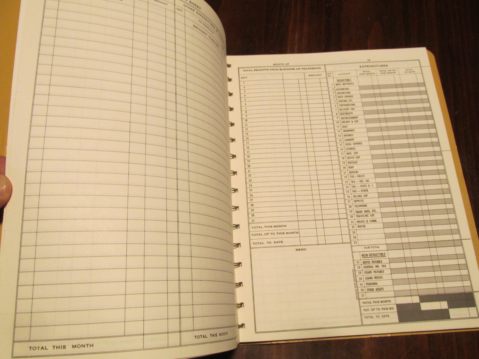 Vintage Dome 612 Bookkeeping Record Tan Vinyl Cover 128 Pages 8 1/2 x 11 Pages