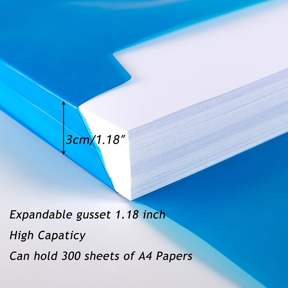 20 Pack Plastic Envelopes with Snap A4/US Letter Size, Assorted Colors