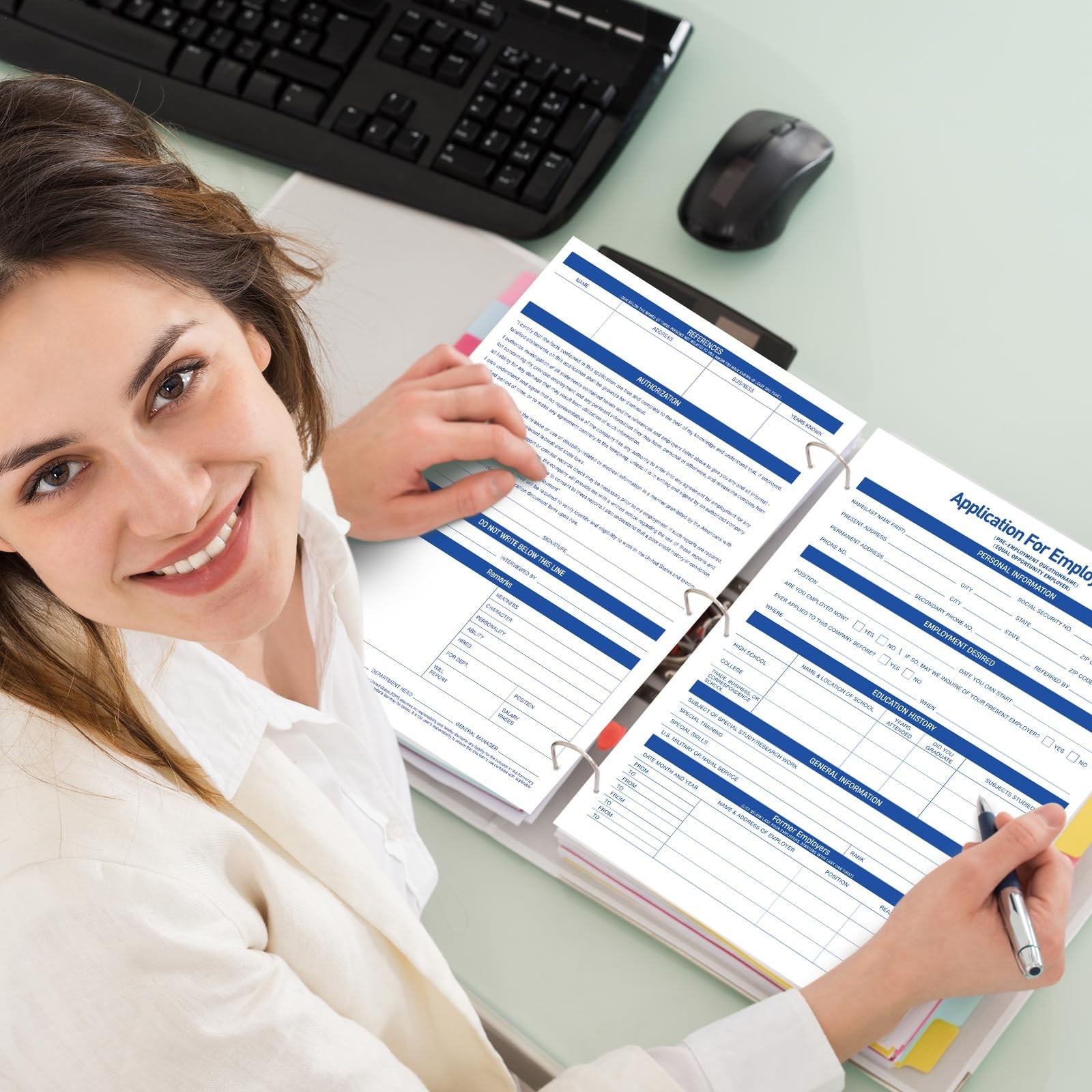 200 Sheets Job Application Forms – 2-Sided, 8.5×11″, Compliant, 3-Hole Punch