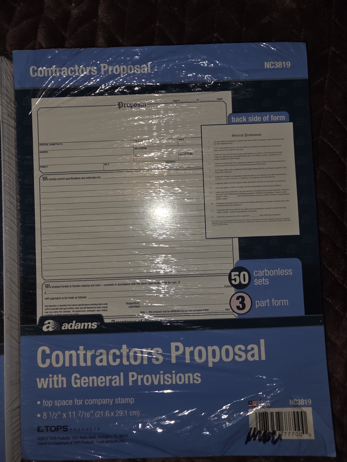 Adams Contractor Forms Lot Job Invoice 100 Sets & Contractors Proposal 50 Sets