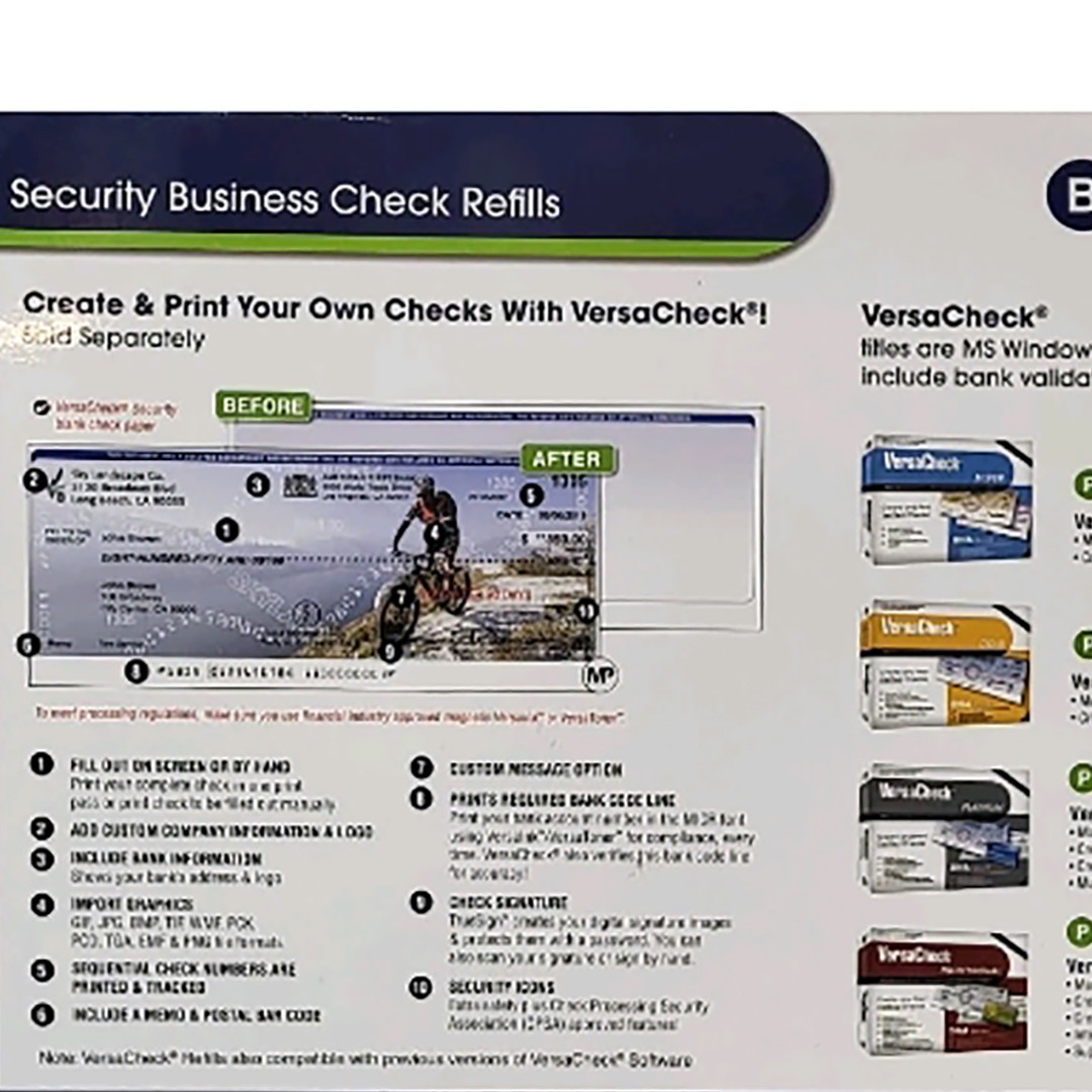 VersaCheck Security Business Check Refills 750 Standard Checks Form #3000