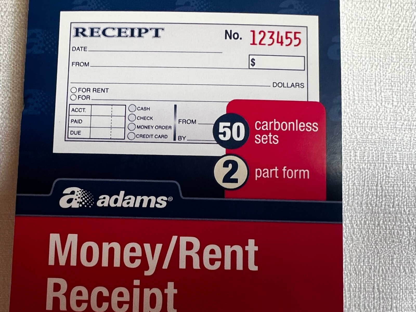 Adams DC2501 Money/Rent Receipt, 50 Carbonless Sets, 2 Part Form, 2 3/4″ x 5 3/8