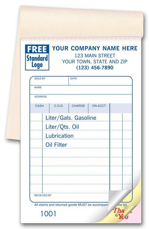 1000 Service Station Sales Forms / 3 Part / 50 Per Book / Nebs Deluxe 51-3