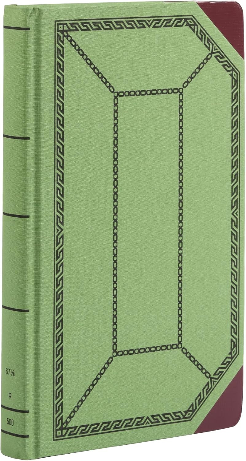 6718500R Record/Account Book, Record Rule, Green/Red, 500 Pages, 12 1/2 X 7 5/8
