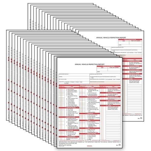 50-Pack Annual Vehicle Inspection Report Forms – 2-Ply Carbonless, DOT Compliant