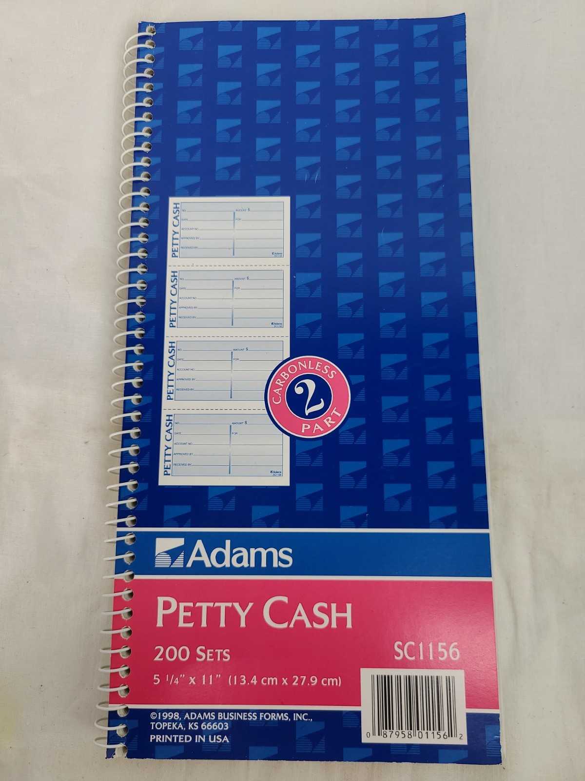 NEW LOT OF 3 Adams Petty Cash 5 1/4″ x 11″ Spiral Bound Books 2 Part Carbonless