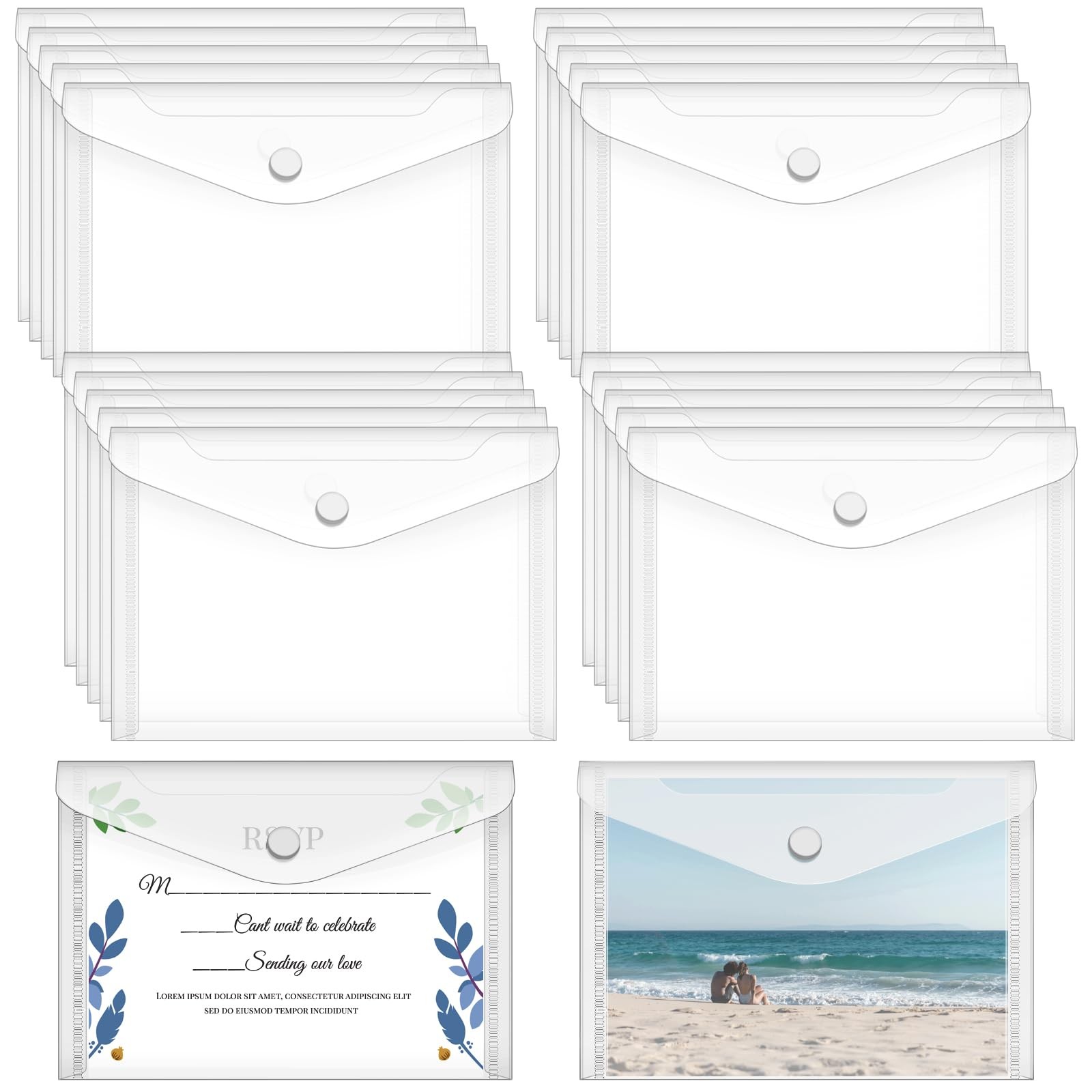 Vmiapxo 20 Pack Stamp and Die Storage Pockets, Reusable Small 4″ x 6″, Clear