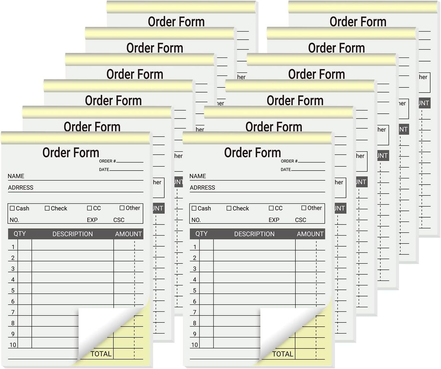 12 Pack Sales Order Book 3.5×5.5 Inch Carbonless 600 Sets Total