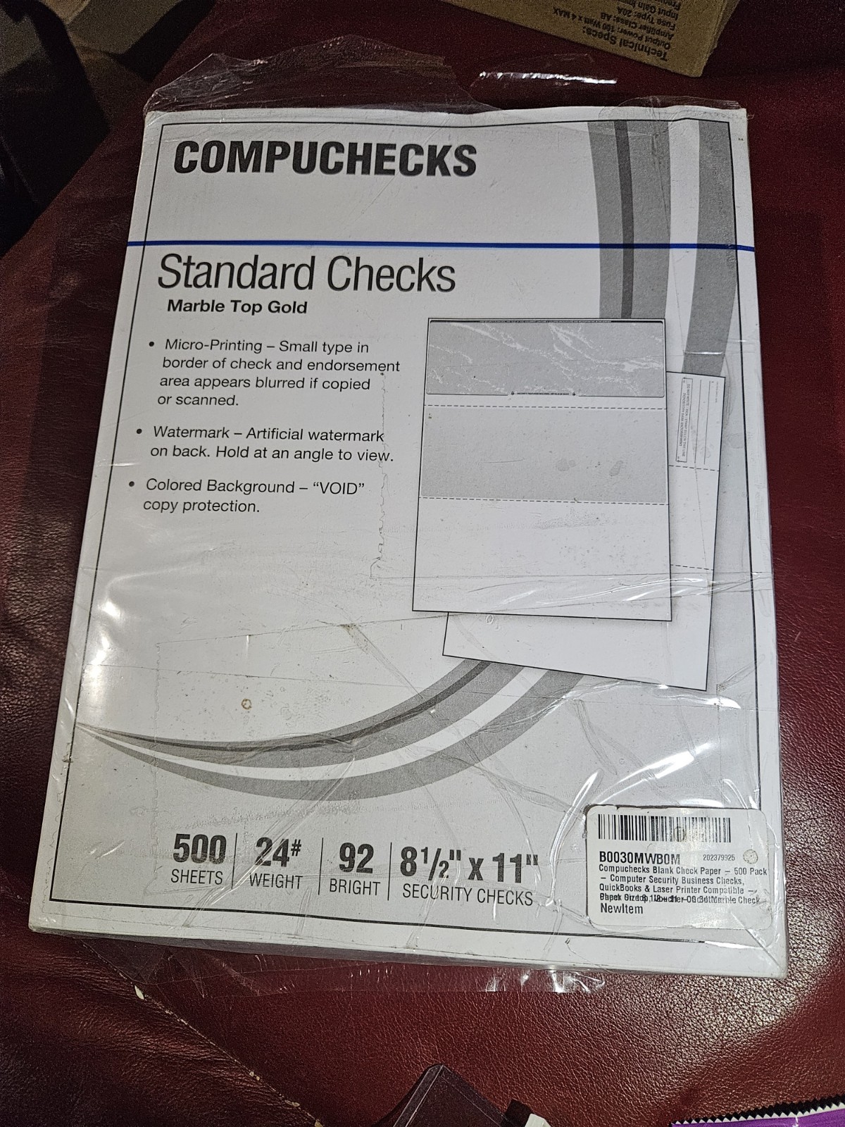 COMPUCHECKS 54002/ 500 sheet STANDARD Security CHECKS Marble Top Green 24 lb/92