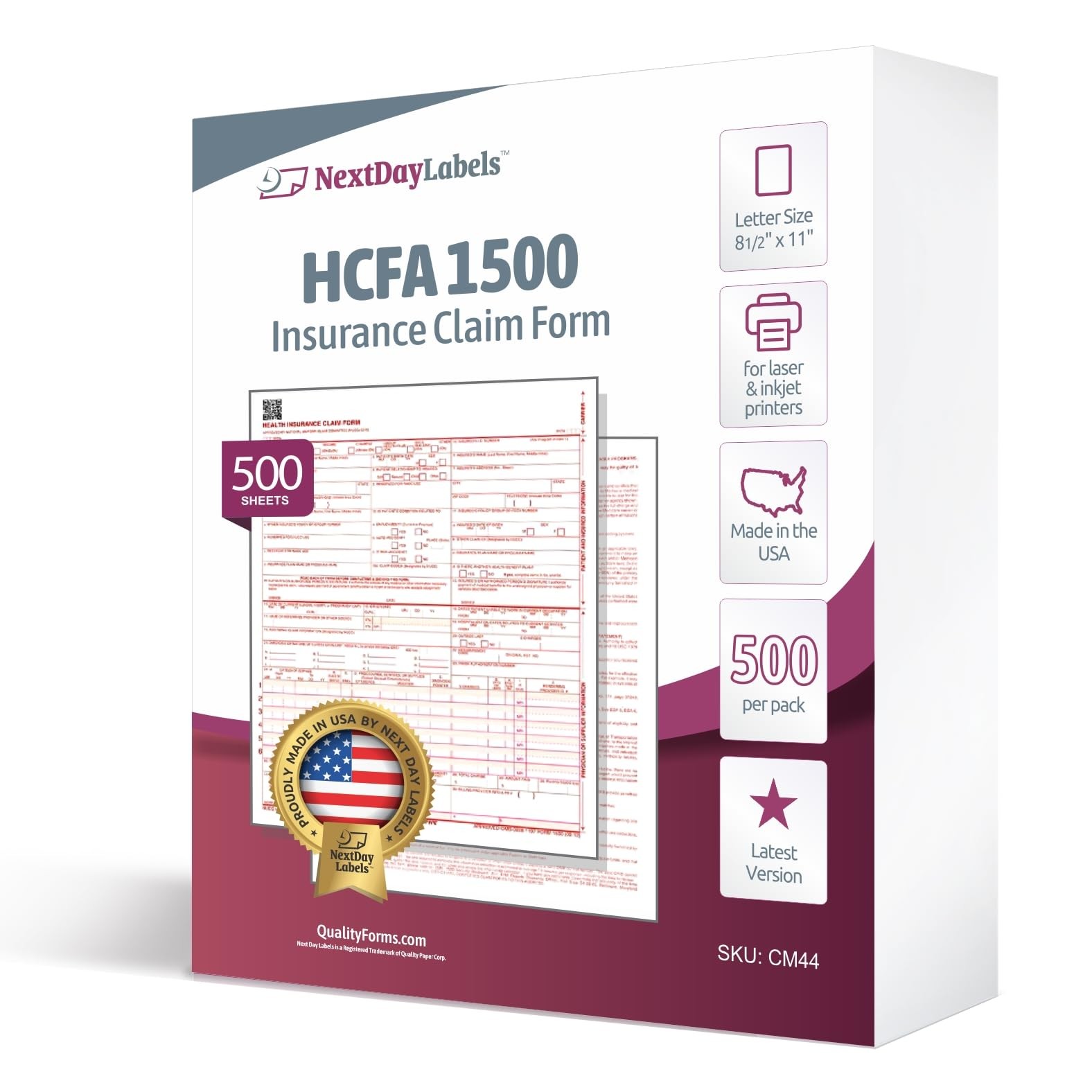 – CMS 1500 / HCFA 1500 Insurance Claim Forms – Laser/Ink-Jet Compatible (New …