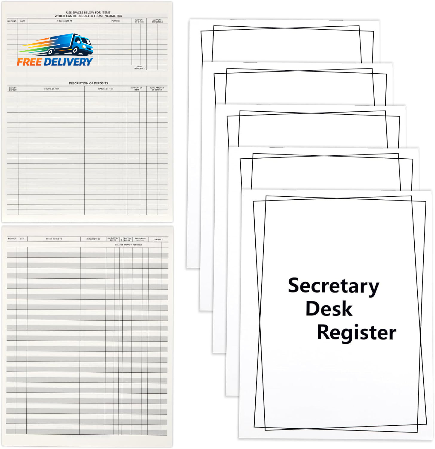 5 Pieces Checkbook Transaction Register 6.4 * 8.25Inch Secretary Deskbook Check