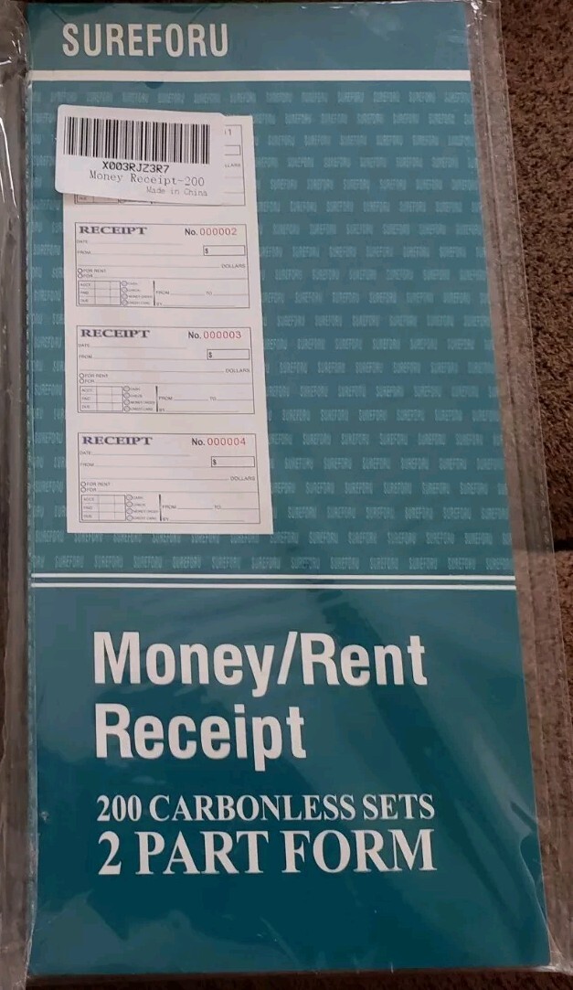 PACK OF 3 — Money / Rent Receipt Books, 2-Part Carbonless 5″ x 11″ 200 Sets Each