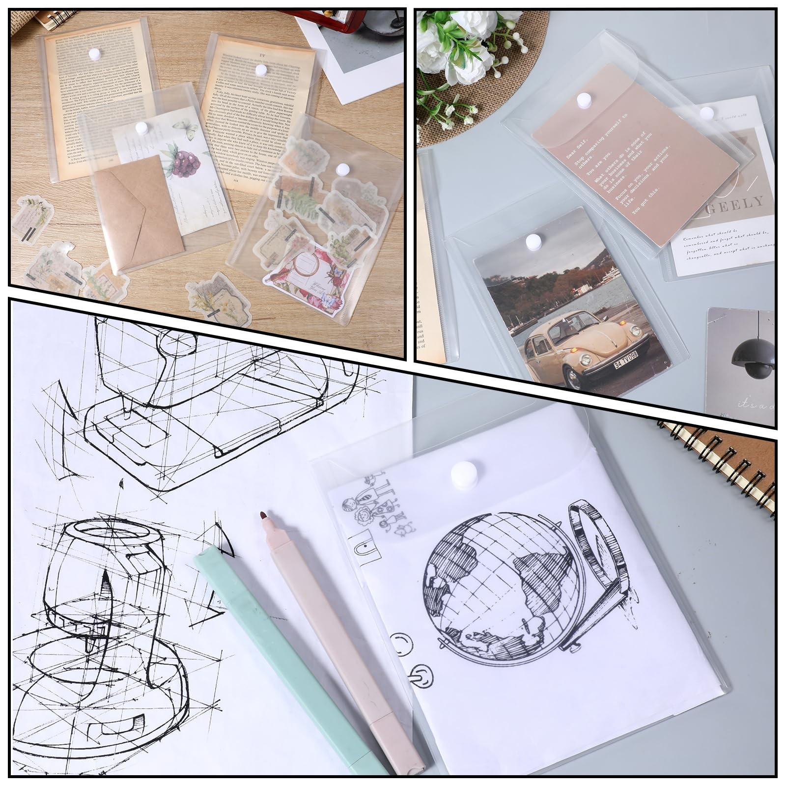 10 PCS Clear Envelope Pouch 7 X 5 Inch Plastic 5″ x 7″, Transparent