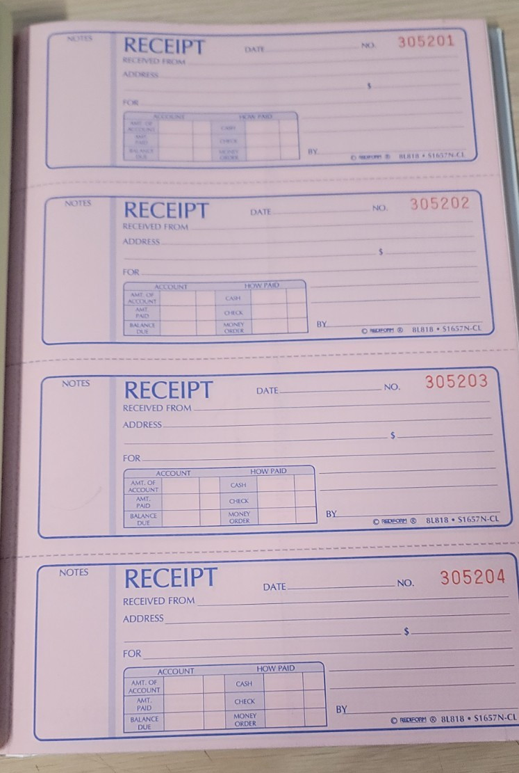 Rediform HARDBOUND Money Receipt Book, Triplicate, 200 Sets/Book -8L818