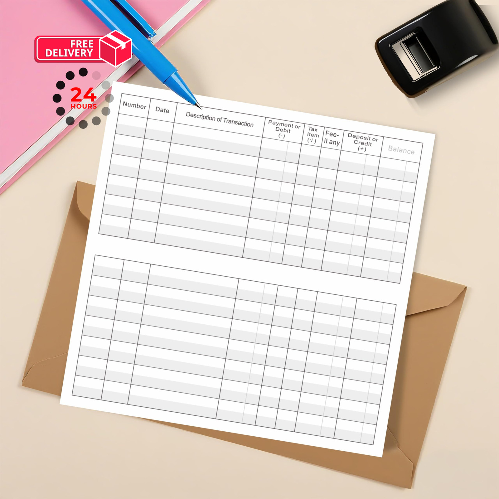 20 Pack Checkbook Register, Blank Ledger Transaction Book for Personal &…
