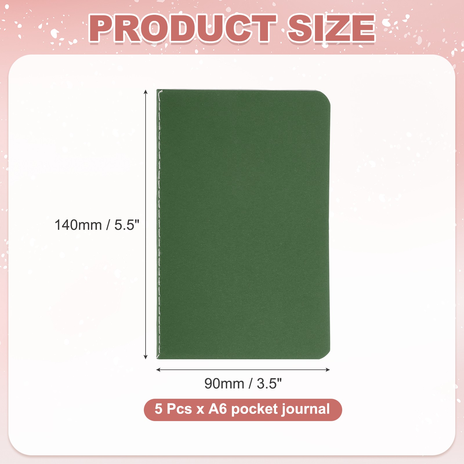 5 Pack A6 Notebook, A6 Journal Mini Notebook Pocket Kraft,Cyan Green