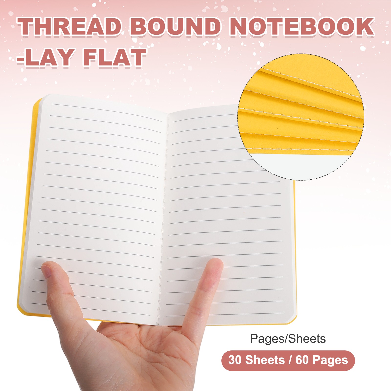 5 Pack A6 Notebook, A6 Journal Mini Notebook Pocket Kraft,Gold