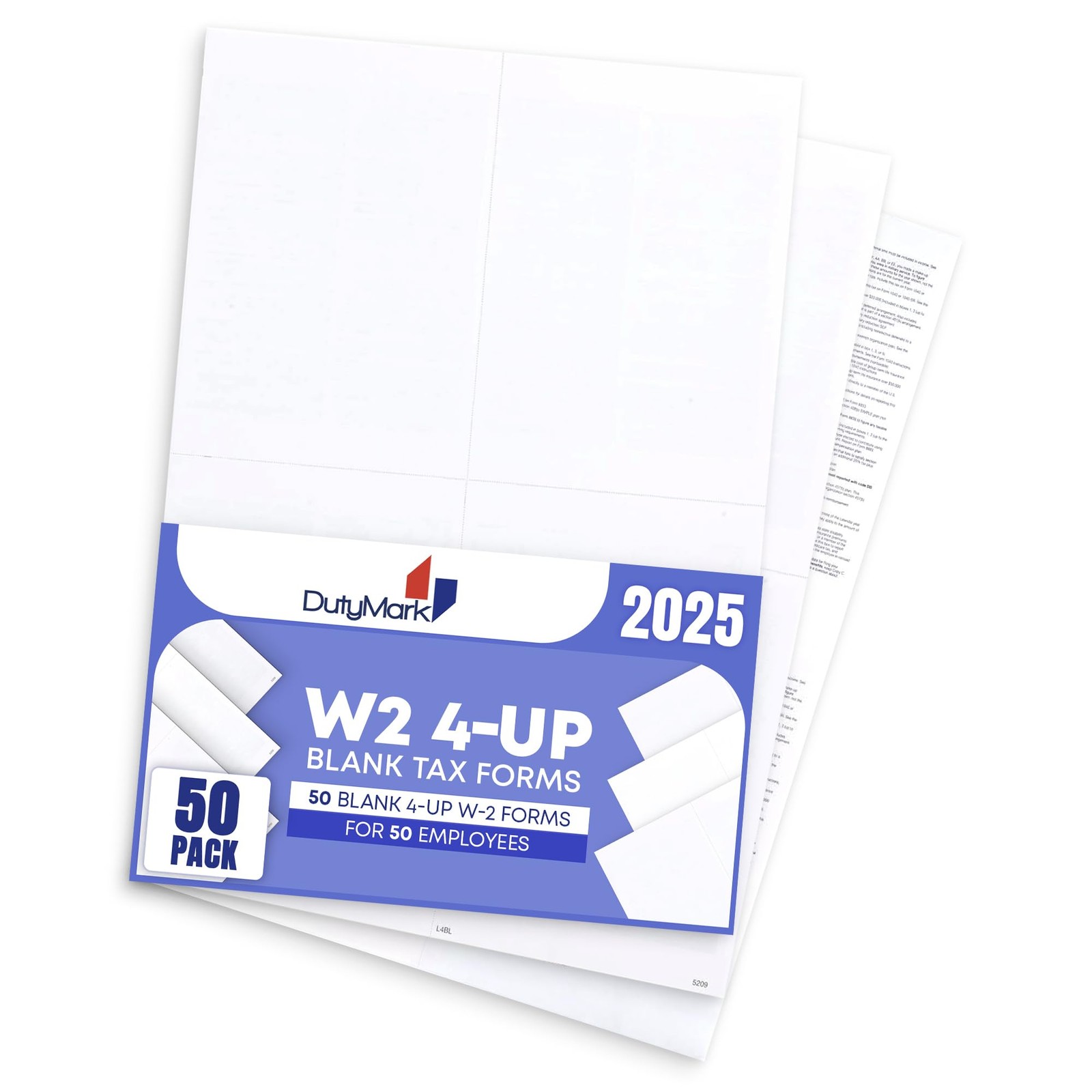 Blank W2 4 Up Tax Forms 2025, Set for 50 Employees, Instructions in Back 50