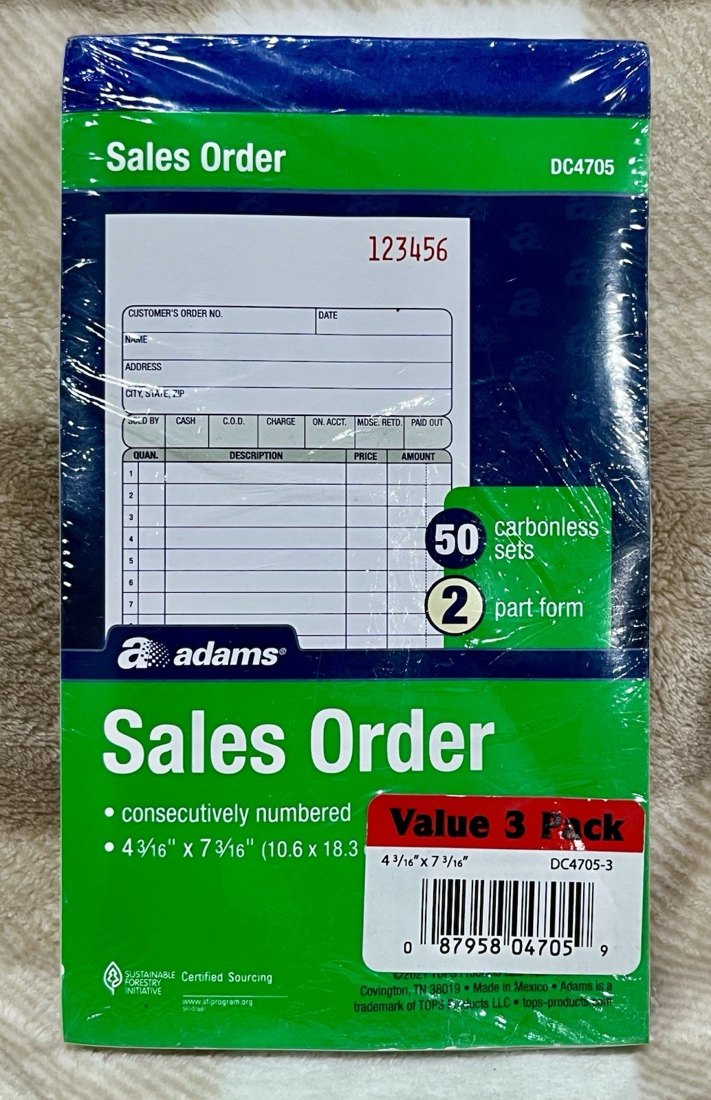3 Pack Adams Sale Order Books 50 2 Part Carbonless Forms 4-3/16 X 7-3/16 Dc4705