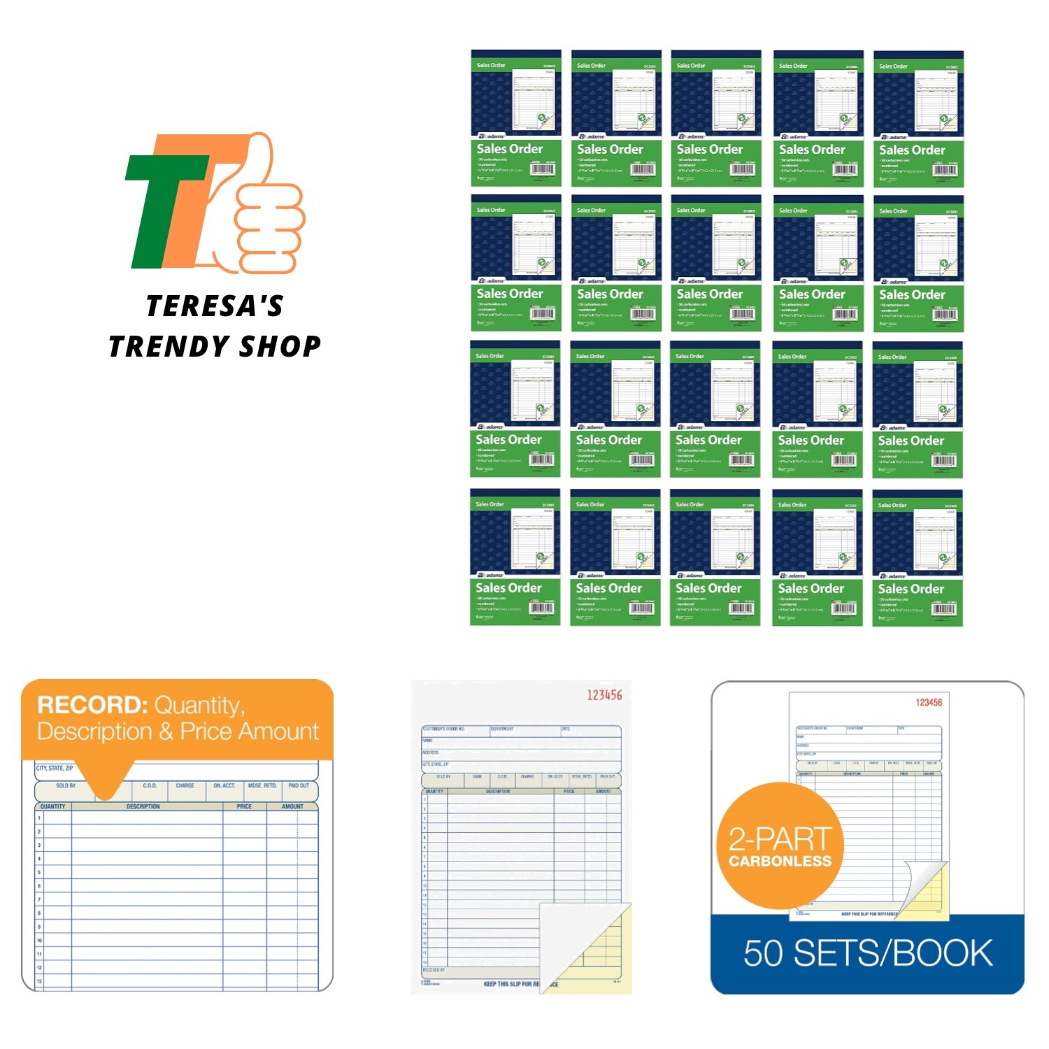 Professional 2-Part Carbonless Sales Order Book – 50 Sets, Compact Design
