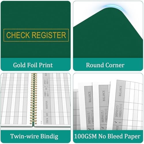 Check Registers for Personal Checkbook, Transaction Expense Ledger Log Book for