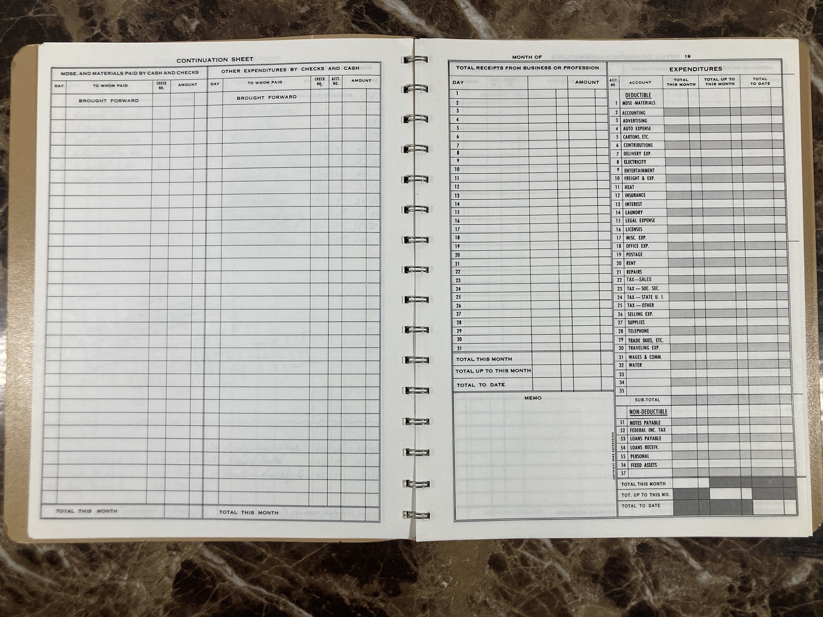 DOME Simplified Monthly Bookkeeping Record # 612 Vintage Business Tax Organizer